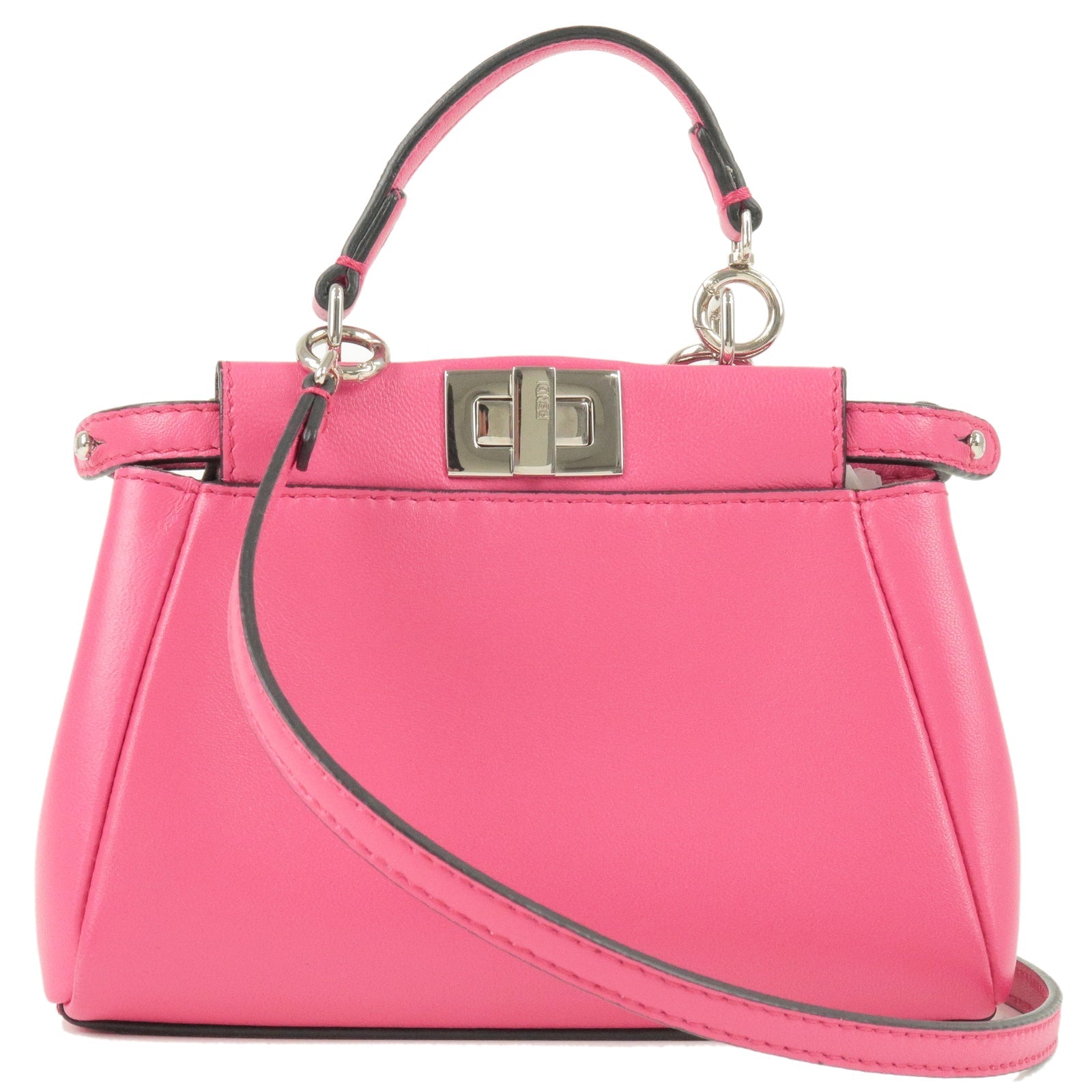 FENDI Leather Micro Peekaboo 2Way Bag Hand Bag Pink 8M0355