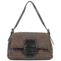FENDI Zucchino Canvas Leather Mini Mamma Baguette Bag 8BR180