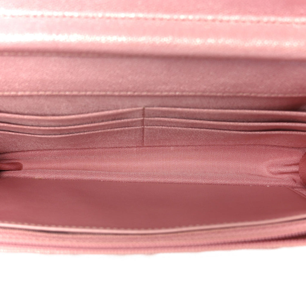Chanel Iridescent Caviar Quilted Wallet on Chain WOC Rose Pink