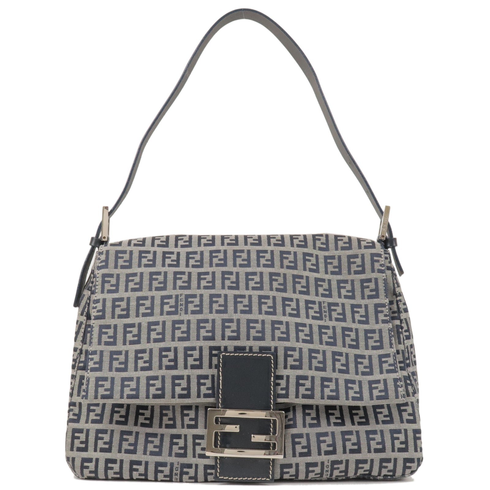 FENDI Zucchino Canvas Leather Mamma Baguette Shoulder Bag 26325