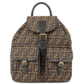 FENDI Zucca Back Pack Canvas Leather Ruck Sack Khaki Black 258460