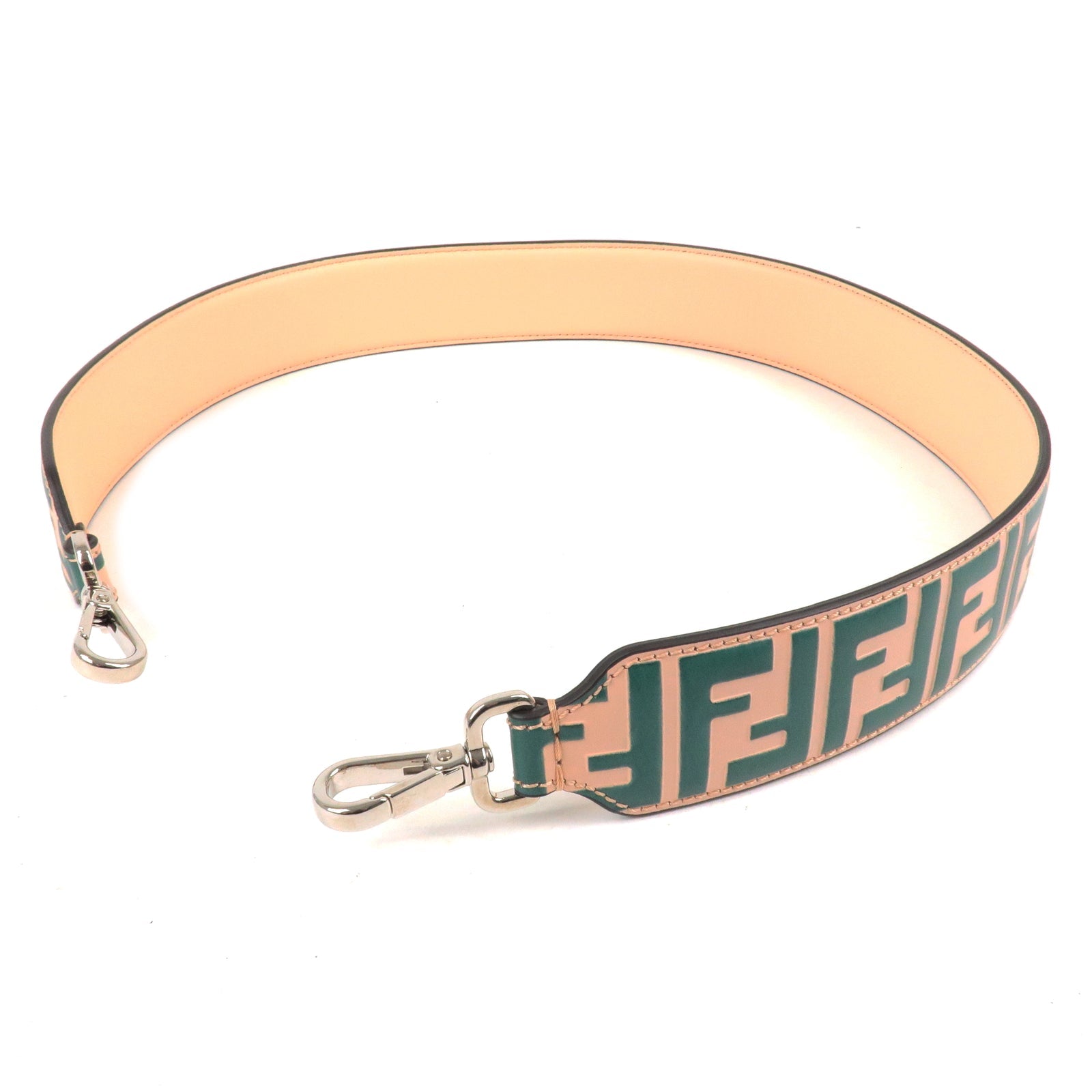 FENDI Zucca Print Leather Bag Shoulder Strap 90cm Beige Green