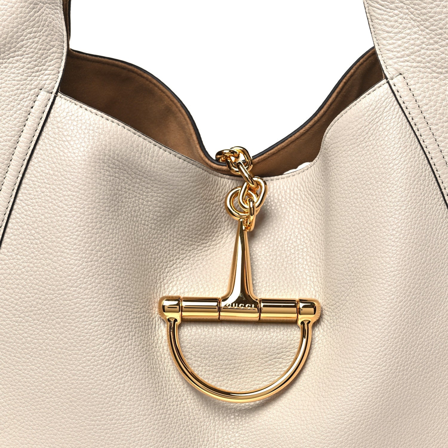 Gucci Grained Calfskin Softbit Maxi Shoulder Bag Taupe