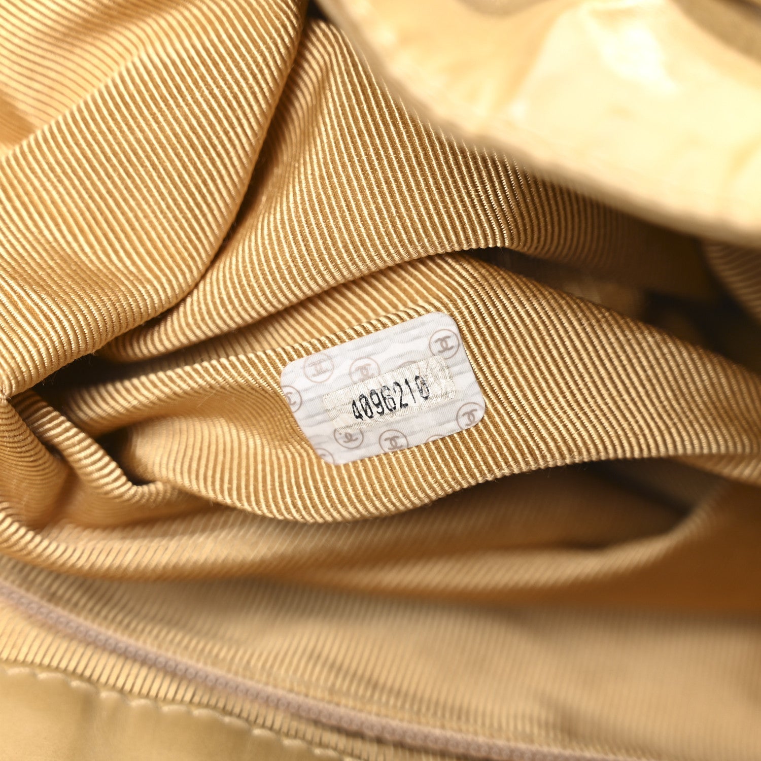 Chanel Vinyl Stitched XL Bucket Bag Beige