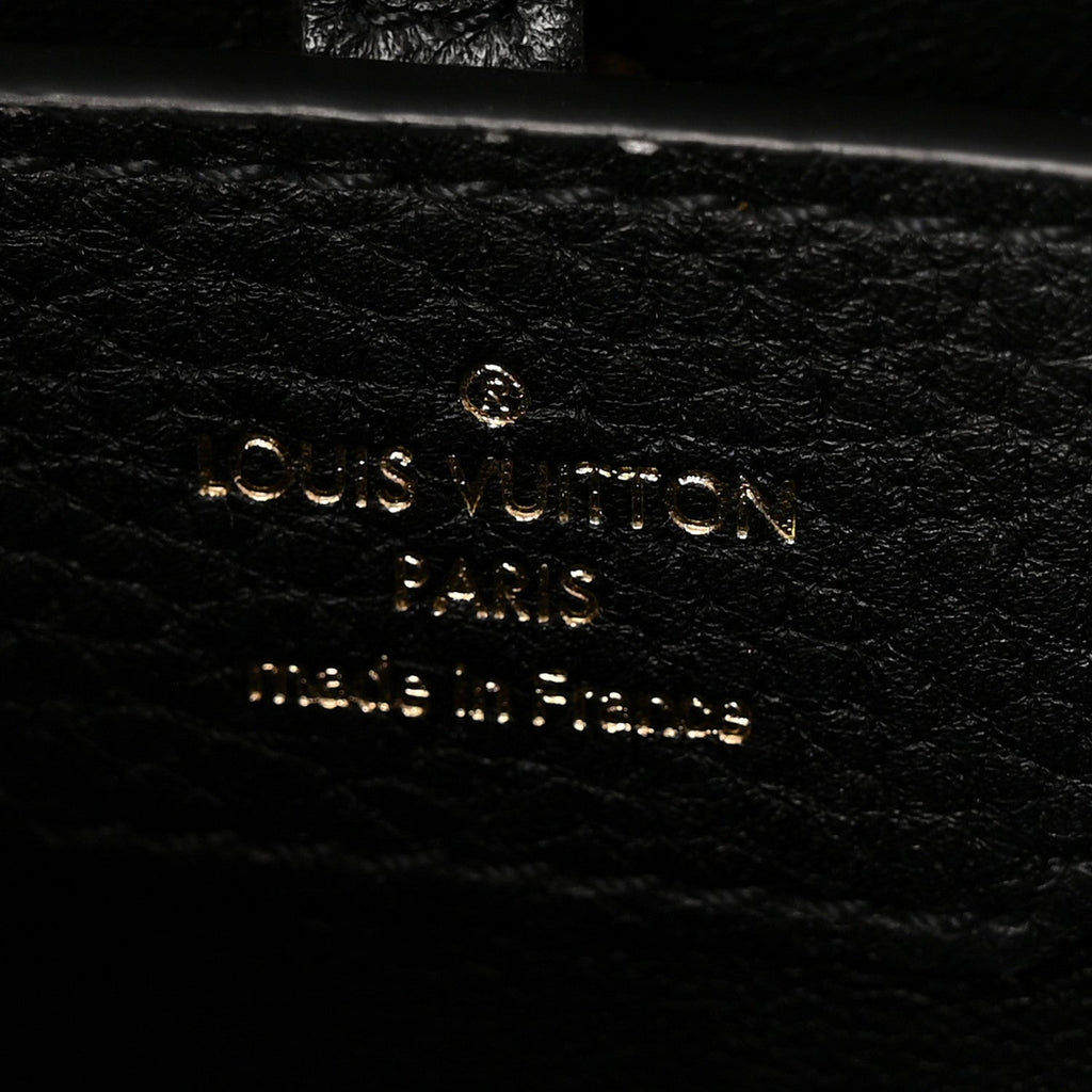Louis Vuitton Taurillon Capucines MM Black Beige Red