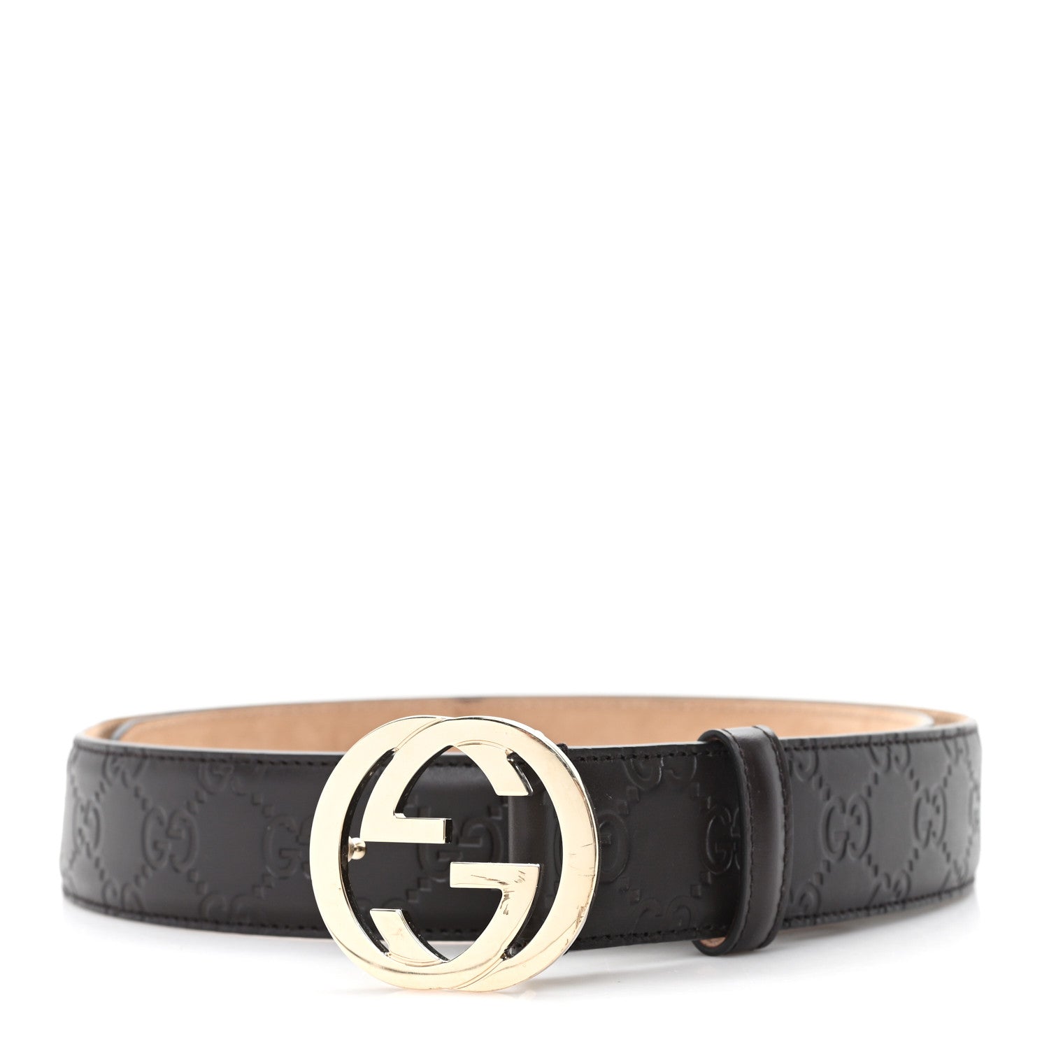 Gucci Guccissima Signature Interlocking G 37mm Belt 95 38 Nut Brown