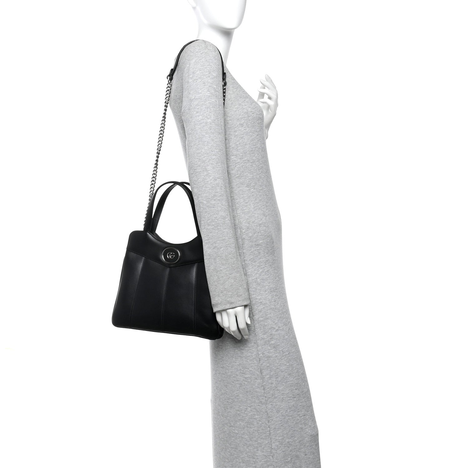 Gucci Calfskin Petite GG Small Tote Bag Black