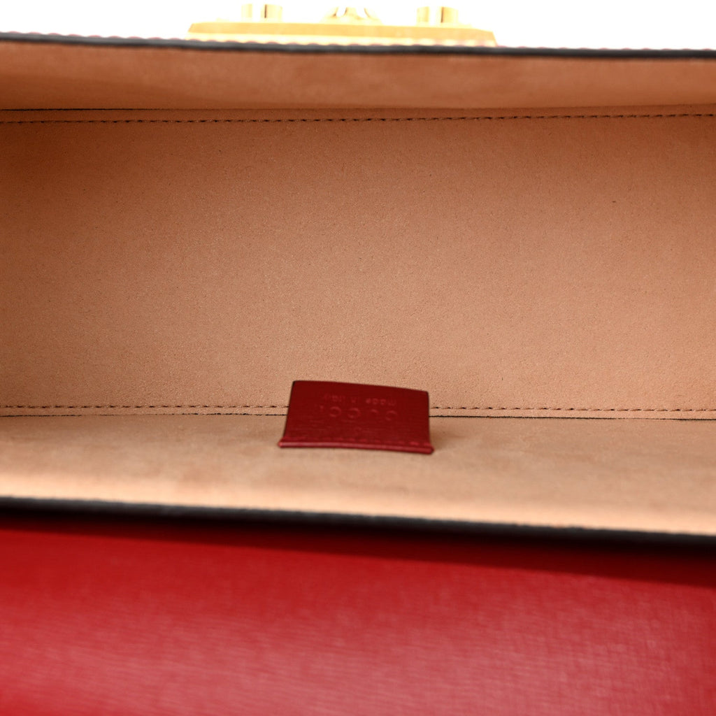 Gucci Azalea Calfskin Small Padlock Bamboo Shoulder Bag Romantic Cerise