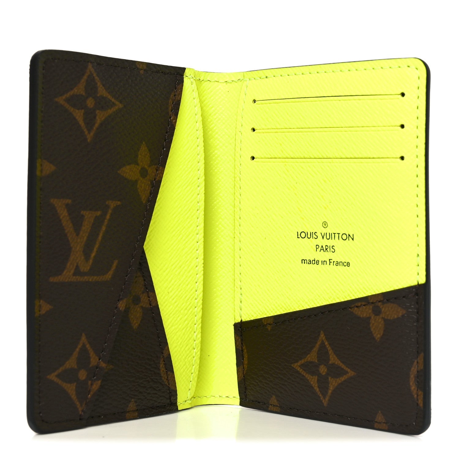 Louis Vuitton Monogram Macassar Pocket Organizer NM Florescent Yellow