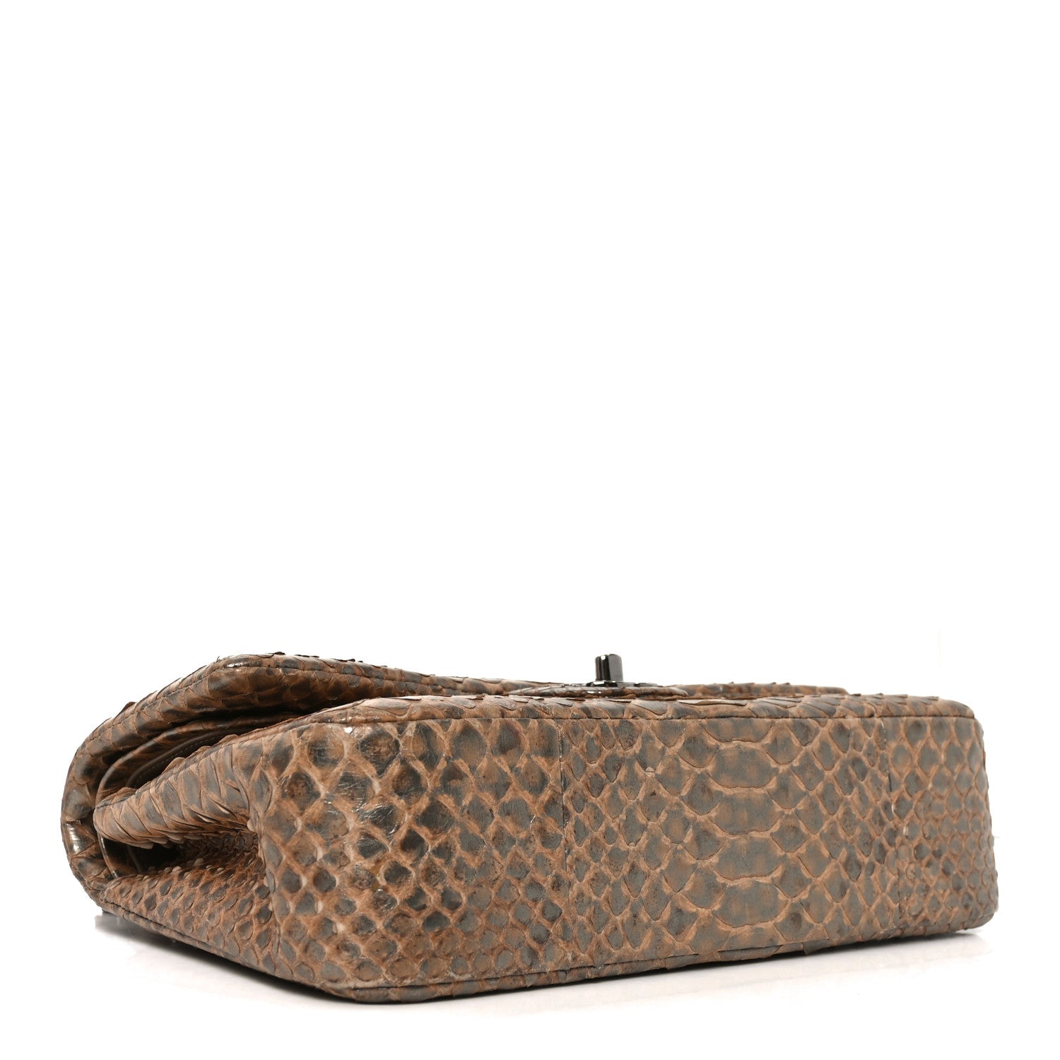 Chanel Metallic Snakeskin Medium Double Flap Beige
