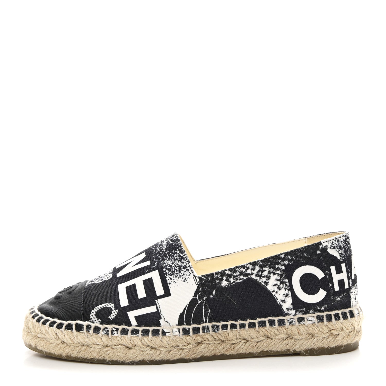 Printed Canvas Grosgrain 31 Rue Cambon Espadrilles 38 Black White