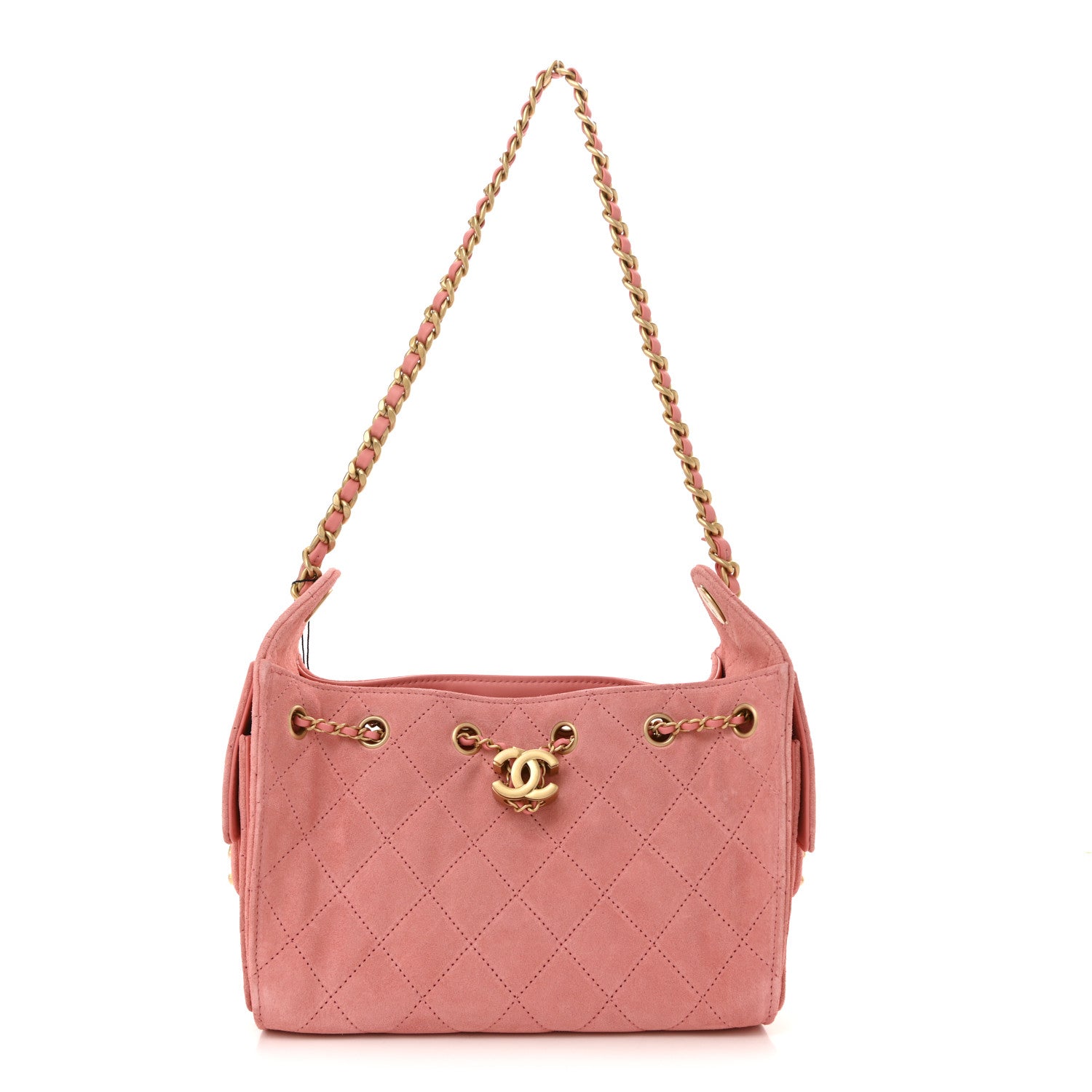 Chanel Suede Quilted Mini Chanel 25 Handbag Pink