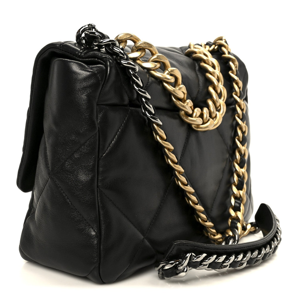 Chanel Lambskin Quilted Large Chanel 19 Flap Black