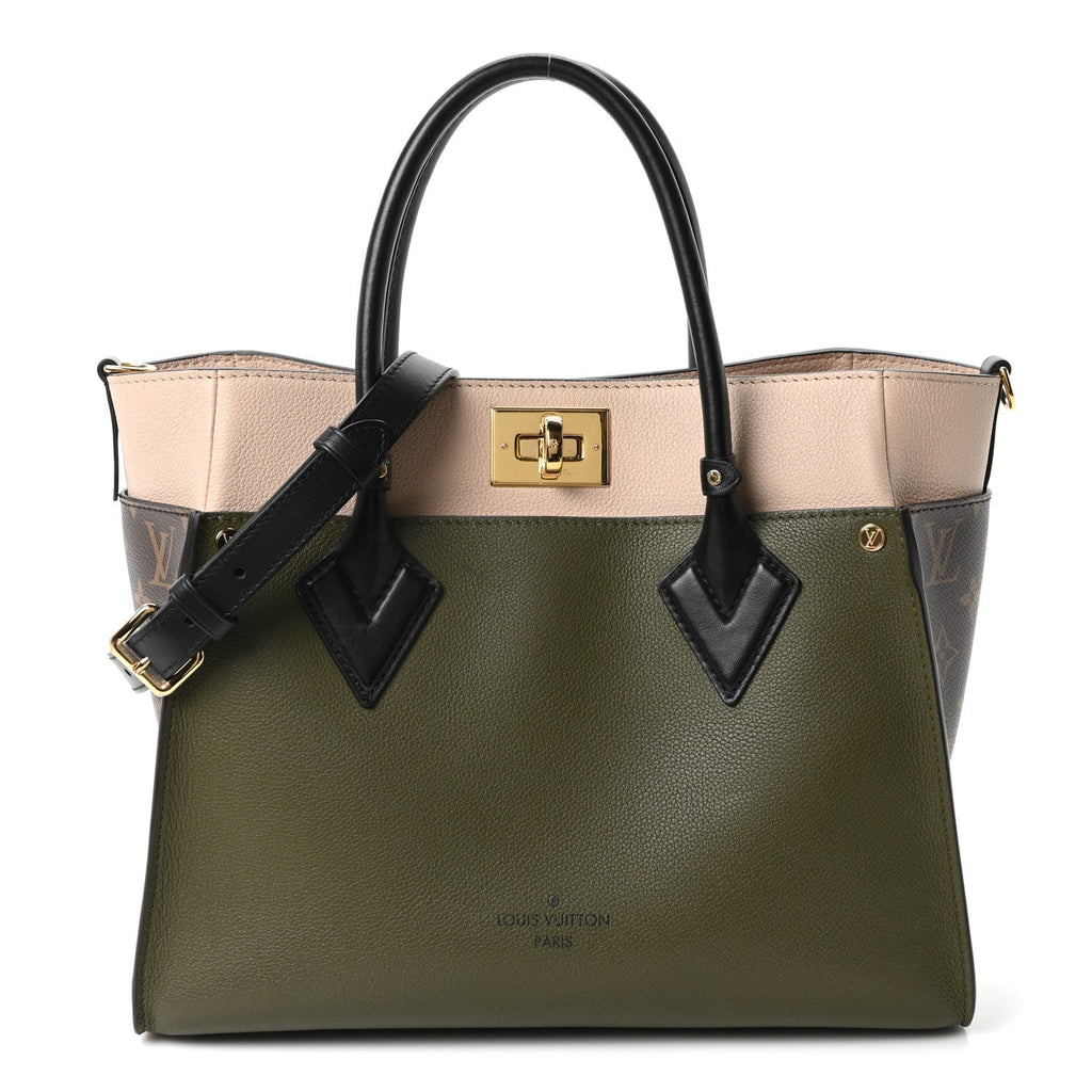 Louis Vuitton Calfskin Monogram On My Side MM Laurier Green Toffee Latte Beige