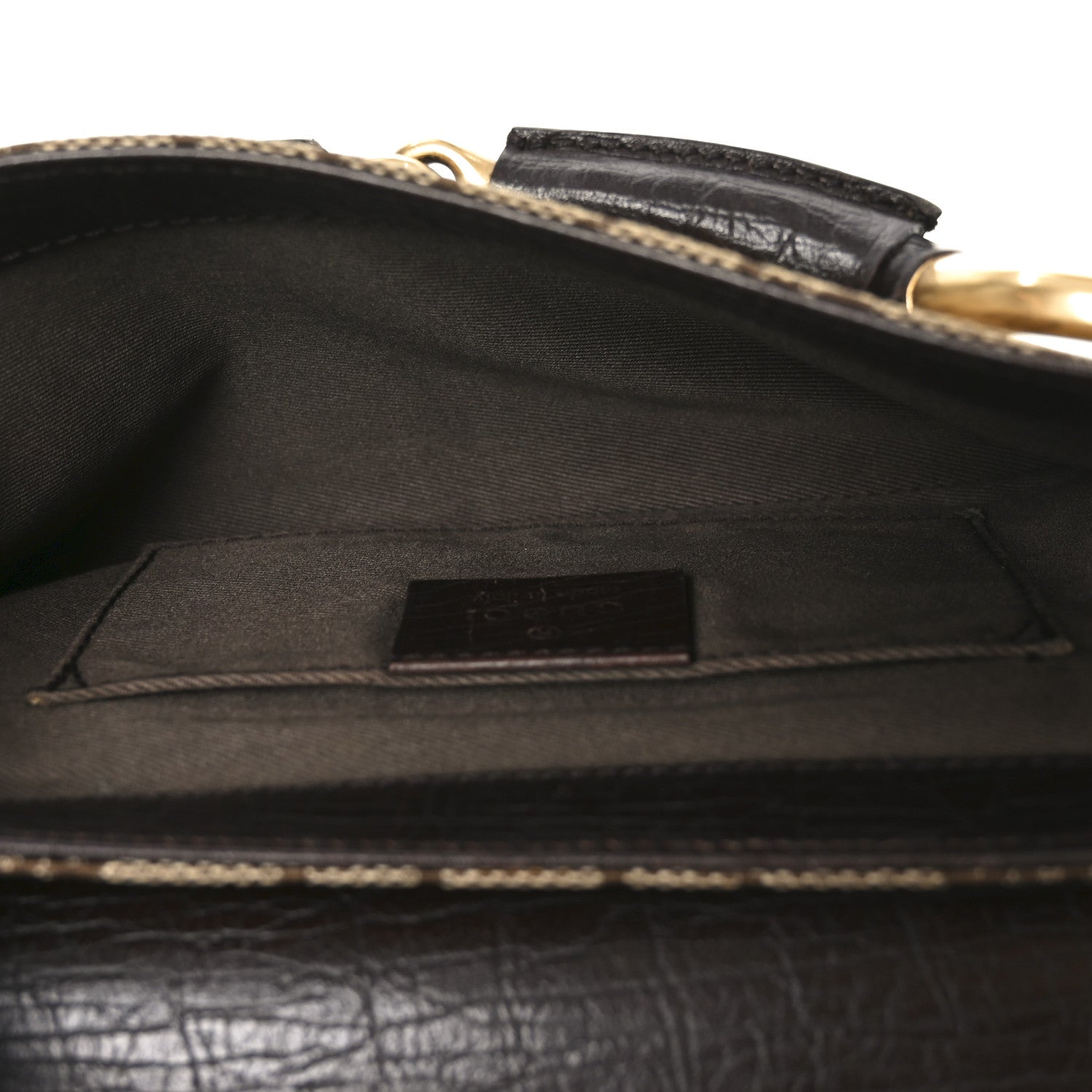 Gucci Monogram Horsebit Clutch Dark Brown
