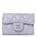 Caviar Quilted Classic 4 Key Holder Wallet Light Purple