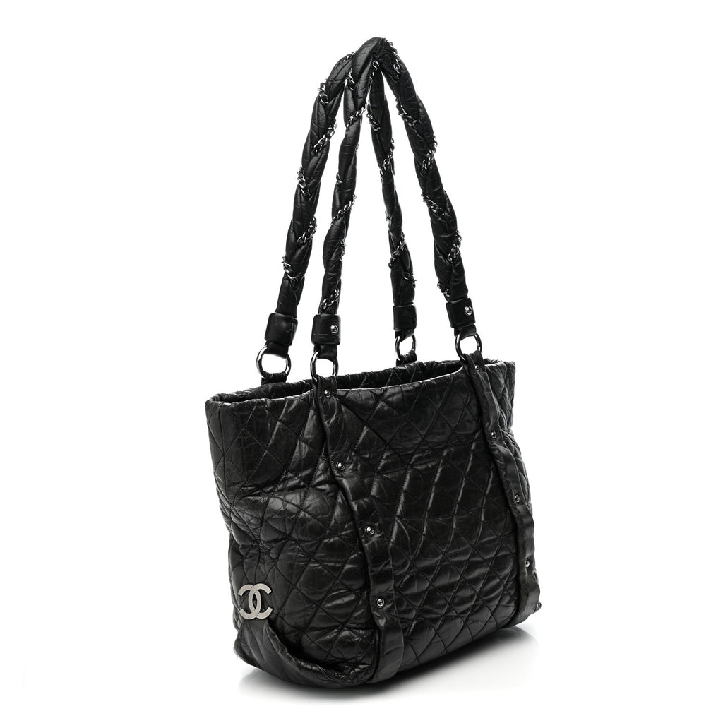 Chanel Distressed Lambskin Vintage Ligne Lady Braid Tote Black