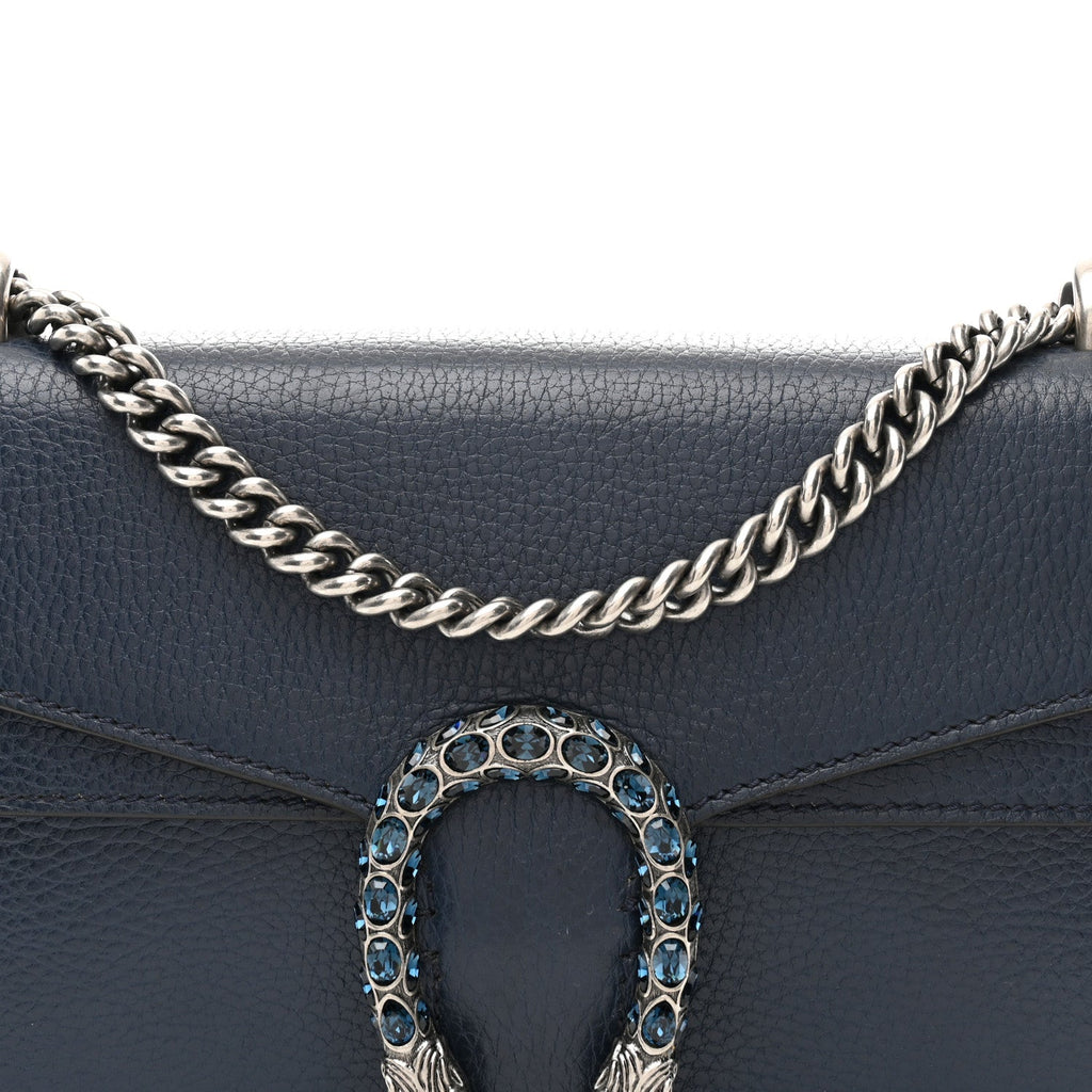 Gucci Dollar Calfskin Crystal Small Dionysus Shoulder Bag Blue Agata Montana Sapphire