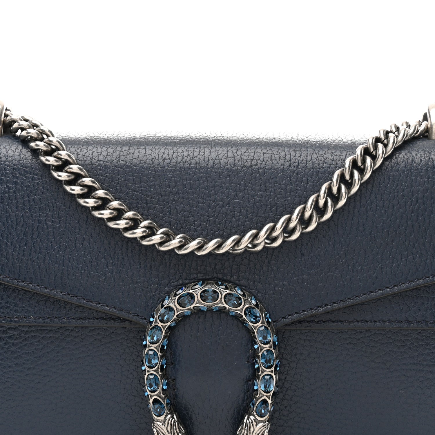 Gucci Dollar Calfskin Crystal Small Dionysus Shoulder Bag Blue Agata Montana Sapphire