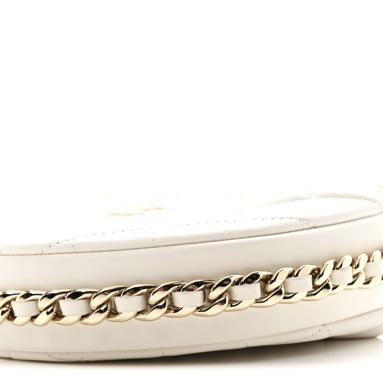 Chanel Lambskin Quilted Chain Around Pouch Hobo White
