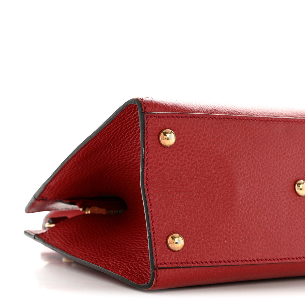 Gucci Dollar Calfskin Medium Soho Top Handle Satchel Hibiscus Red