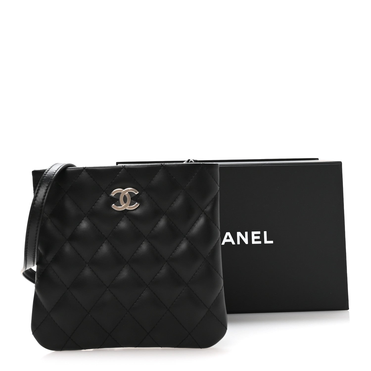 Chanel Lambskin Quilted Uniform Crossbody Bag Black