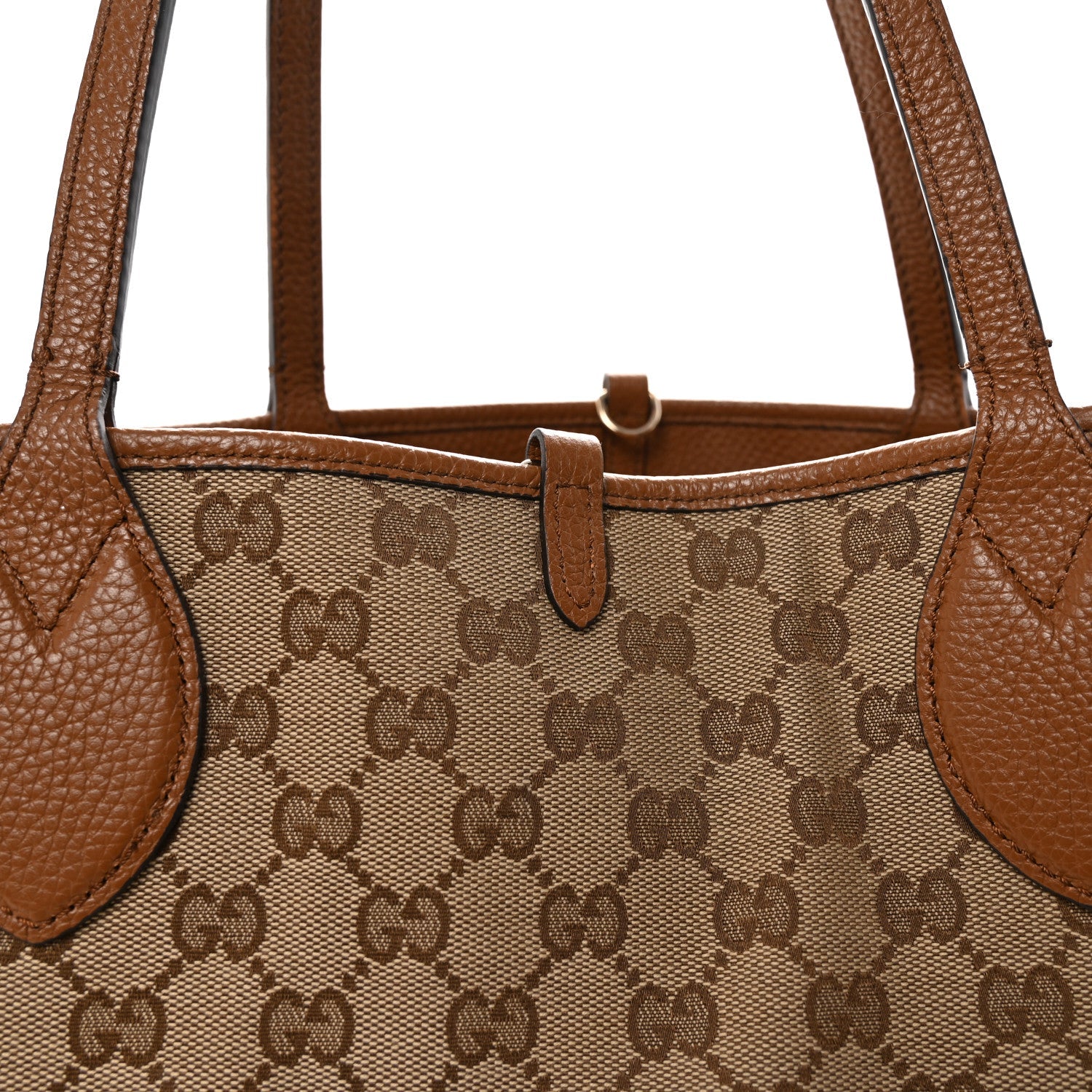 Gucci Grained Calfskin Monogram Large Totissima Reversible Tote Brown