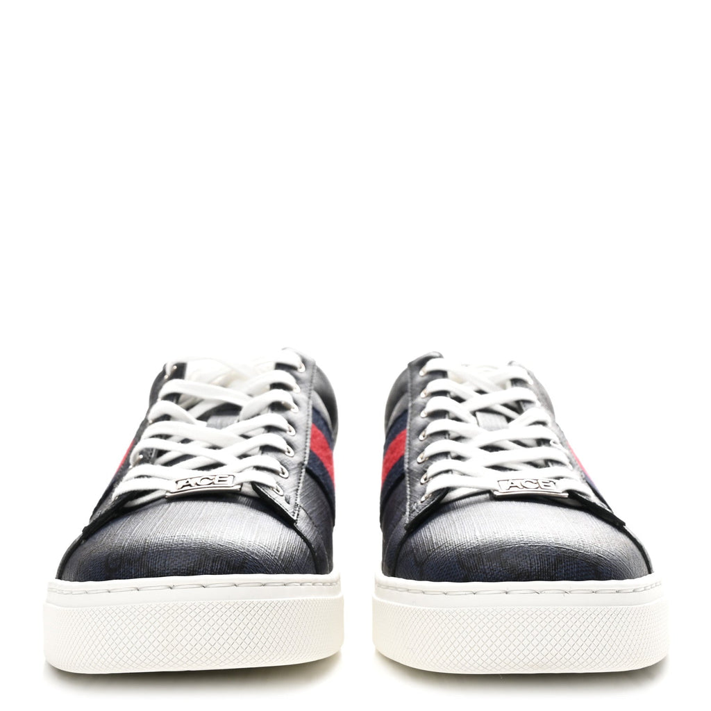 Gucci GG Supreme Monogram Ayers Web Mens New Ace Sneakers 8 Dark Blue