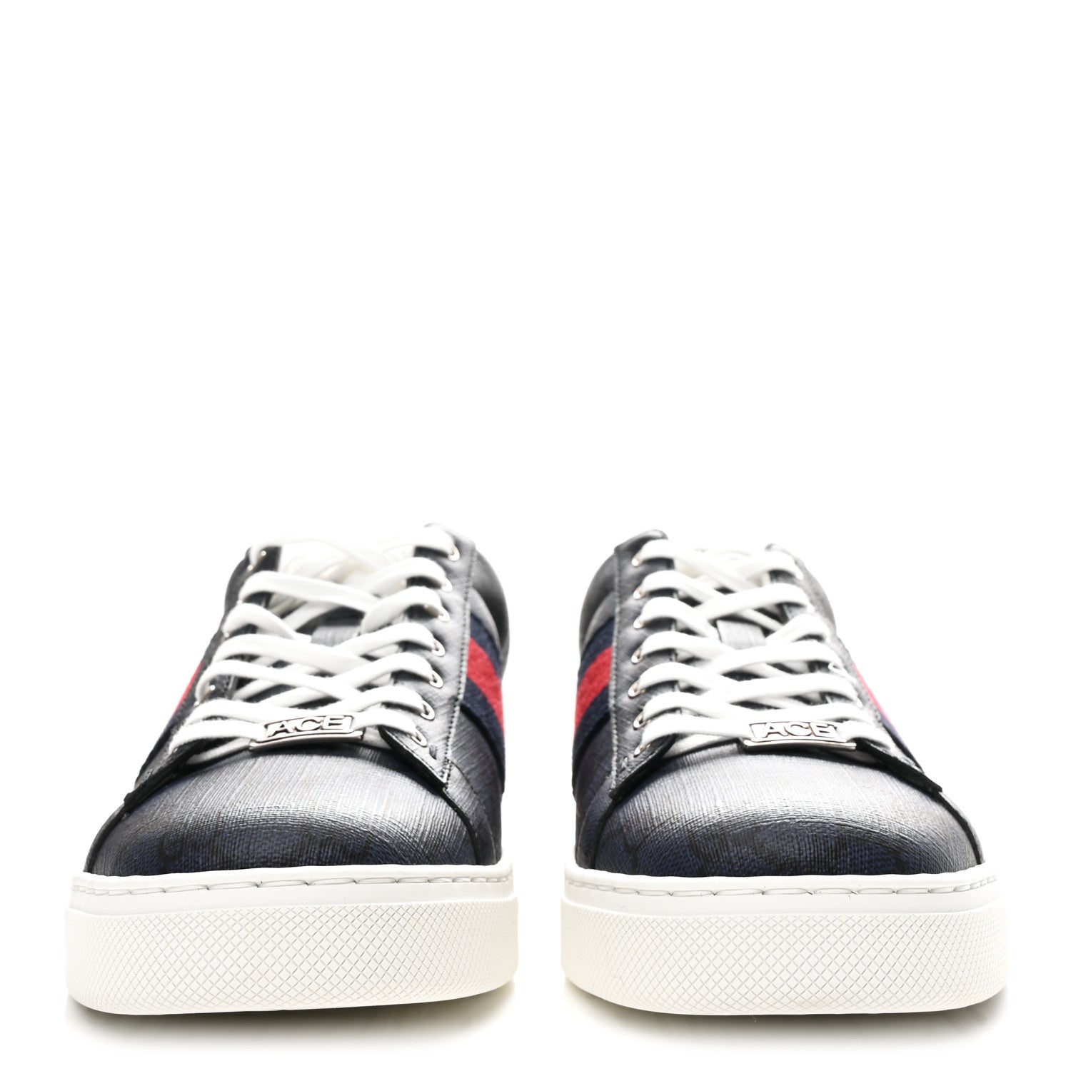 Gucci GG Supreme Monogram Ayers Web Mens New Ace Sneakers 8 Dark Blue