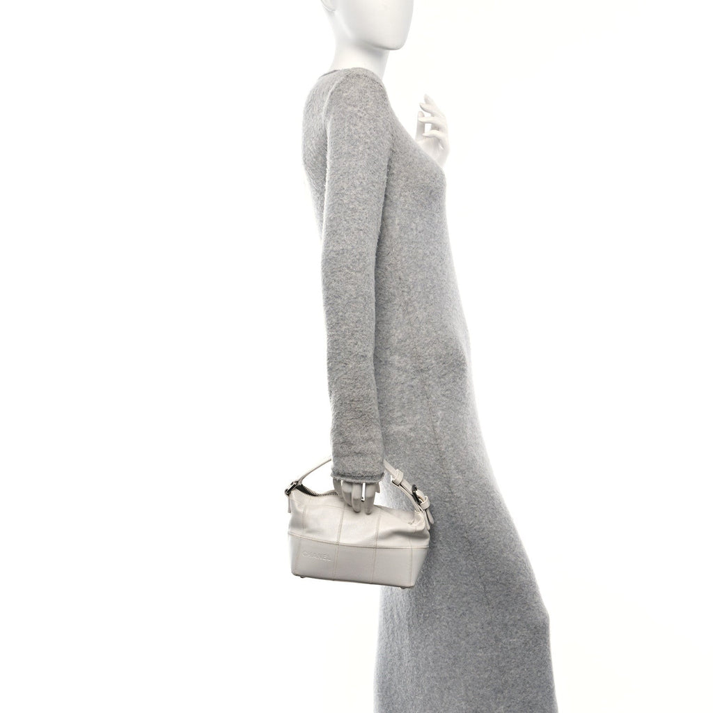 Chanel Caviar Square Stitched Bag White
