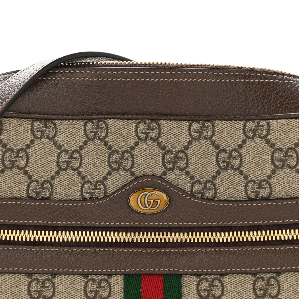 Gucci GG Supreme Monogram Web Small Ophidia Shoulder Bag Brown