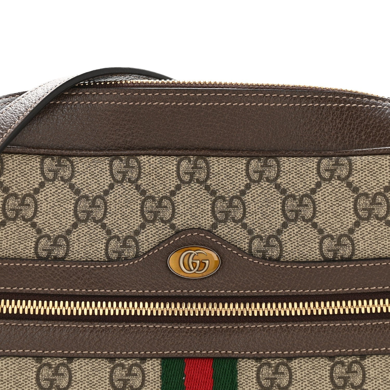 Gucci GG Supreme Monogram Web Small Ophidia Shoulder Bag Brown
