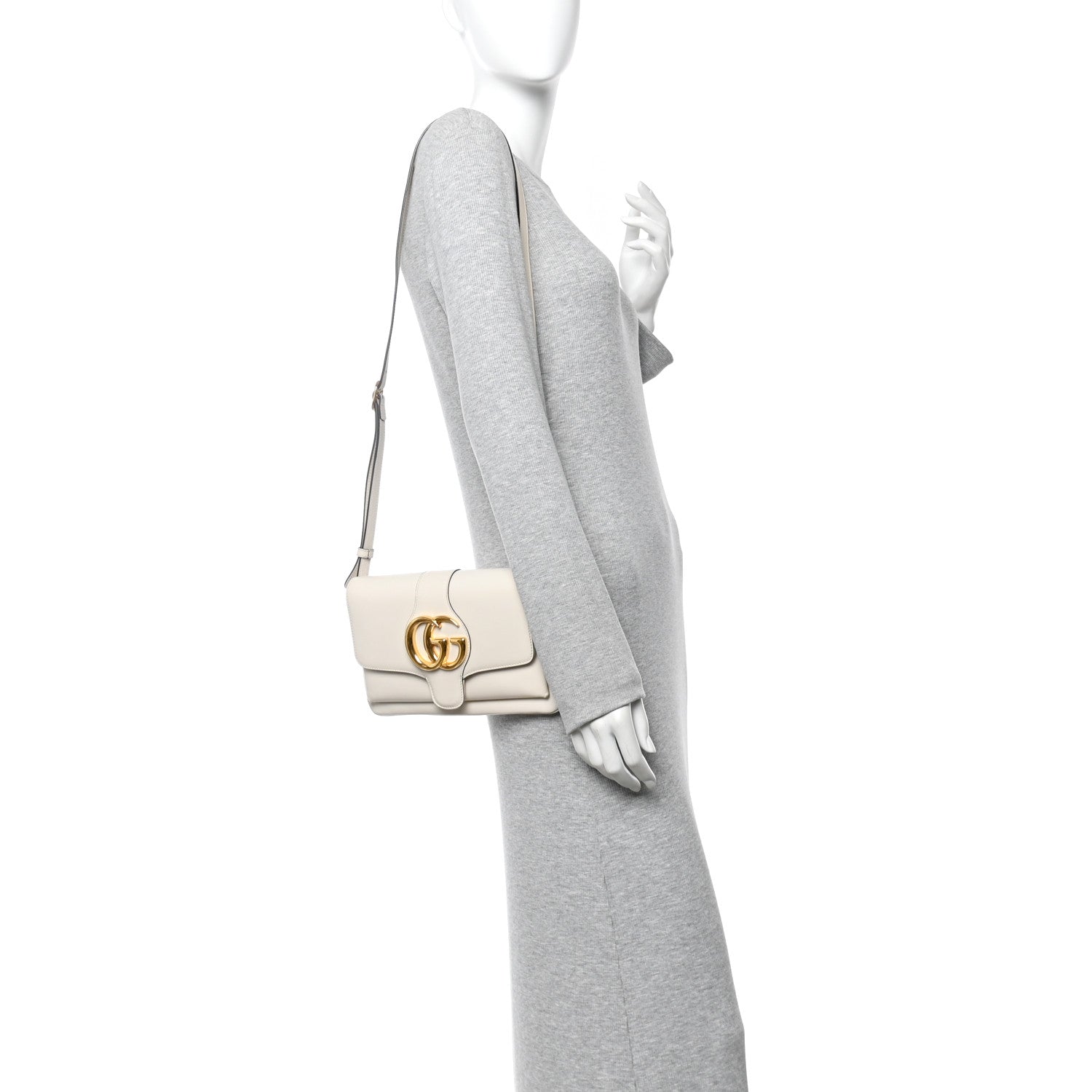 Gucci Calfskin Small Arli Flap Shoulder Bag Mystic White