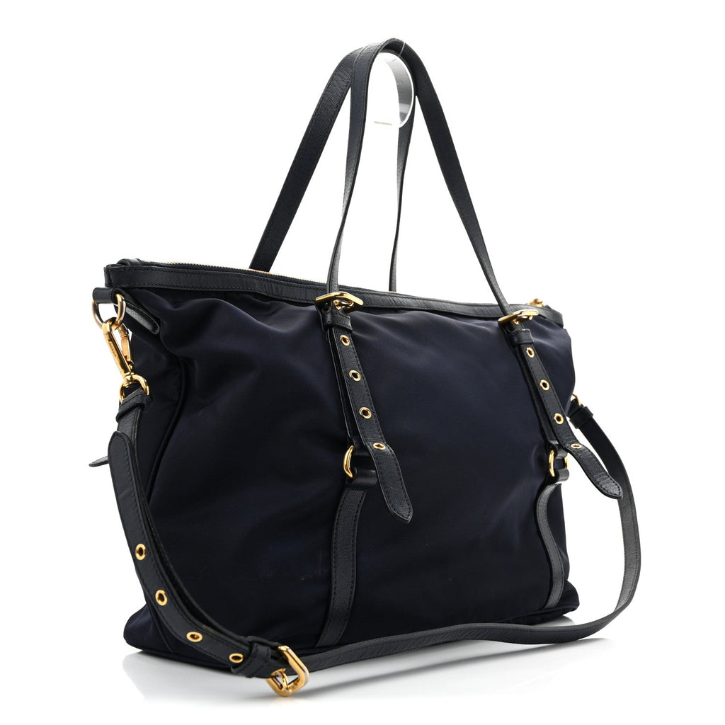 Prada Saffiano Tessuto Nylon Shopping Tote Royal Blue