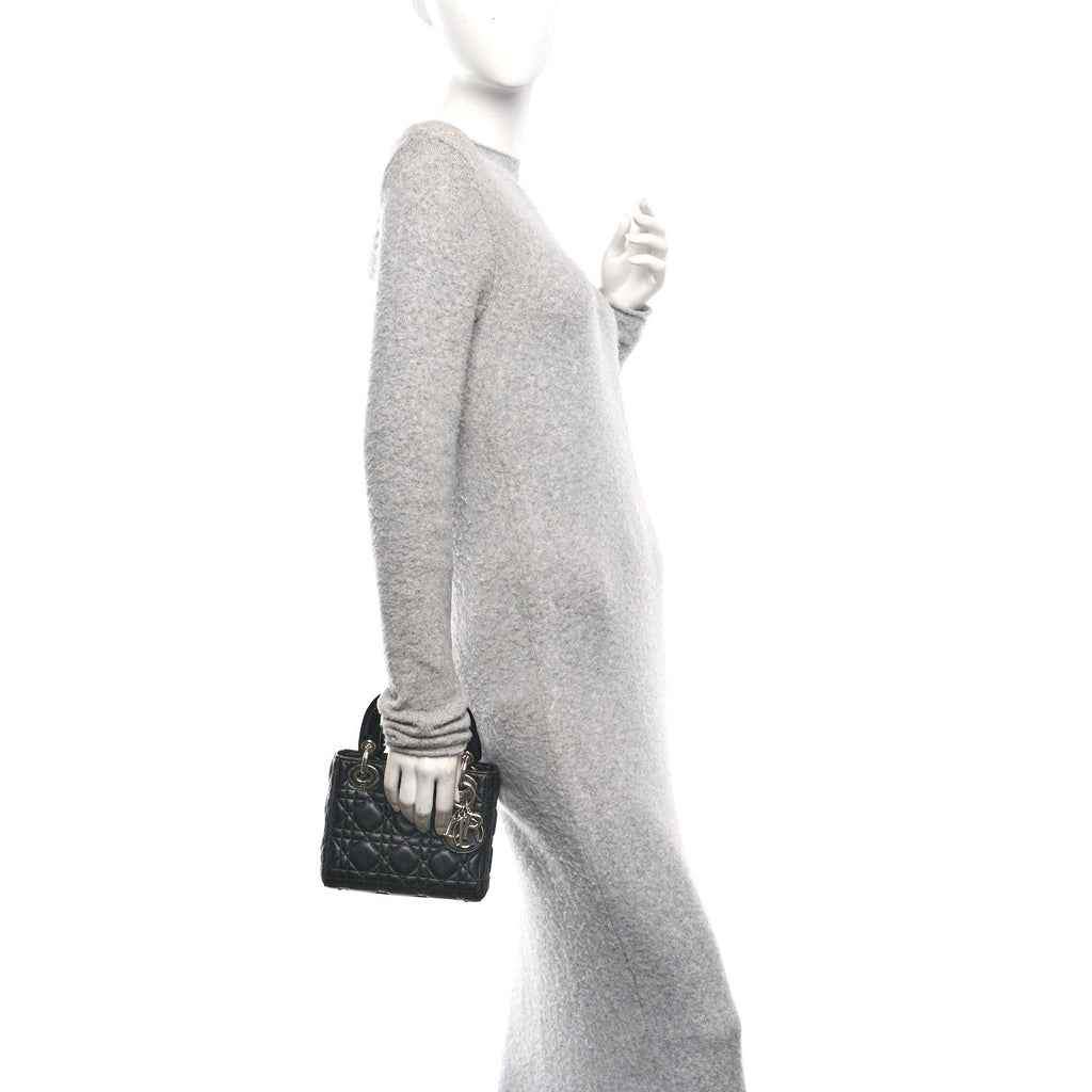 Christian Dior Lambskin Cannage Mini Lady Dior Black