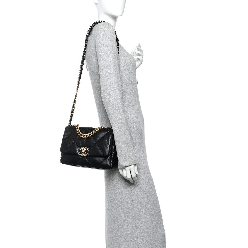 Chanel Lambskin Quilted Medium Chanel 19 Flap Black