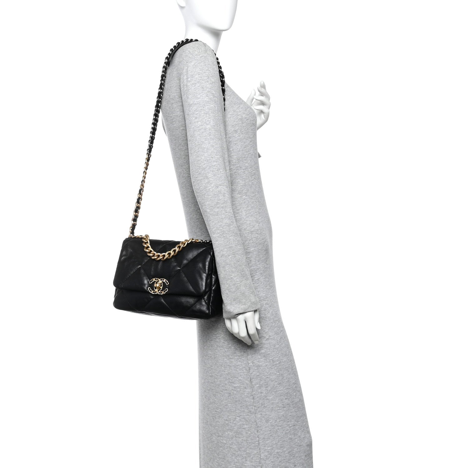 Chanel Lambskin Quilted Medium Chanel 19 Flap Black