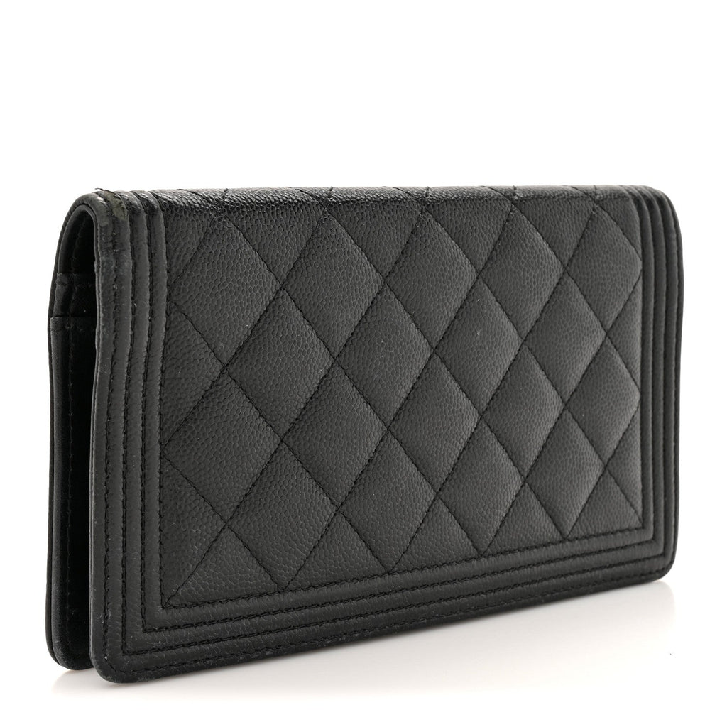 Caviar Quilted Boy Yen Wallet Black