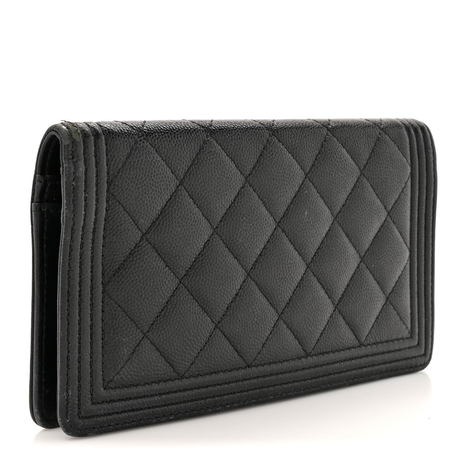 Caviar Quilted Boy Yen Wallet Black