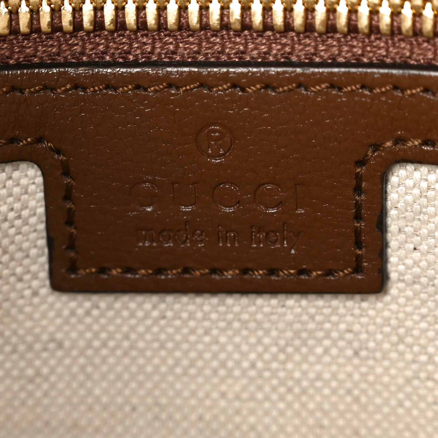 Gucci GG Supreme Monogram Azalea Calfskin Retro Interlocking G Wristlet Messenger Bag Beige Ebony Brown Sugar