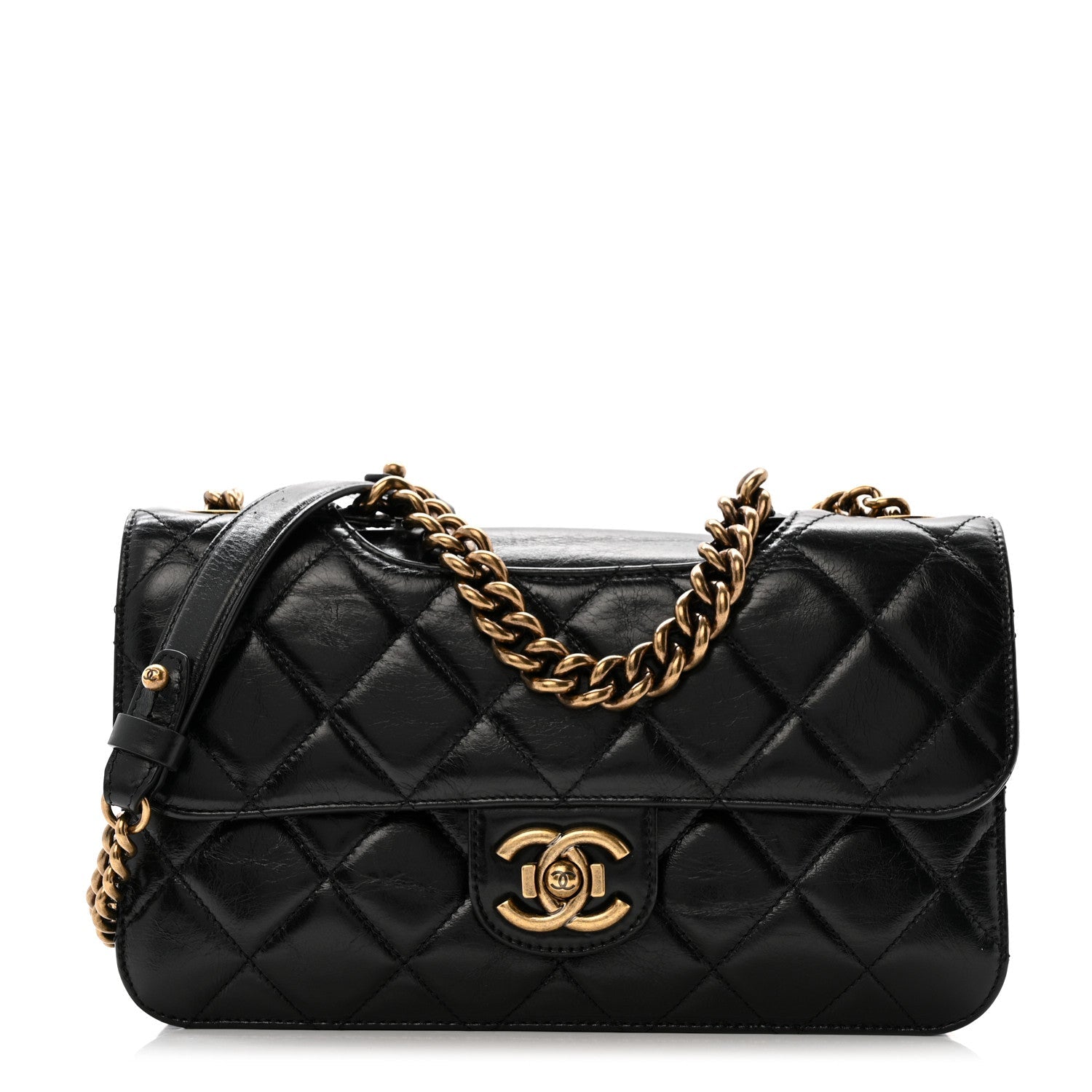 Chanel Glazed Calfskin Quilted Medium Perfect Edge Flap Black