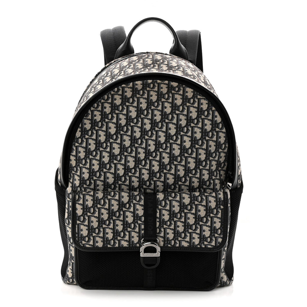 Christian Dior Oblique Calfskin 8 Backpack Beige Black
