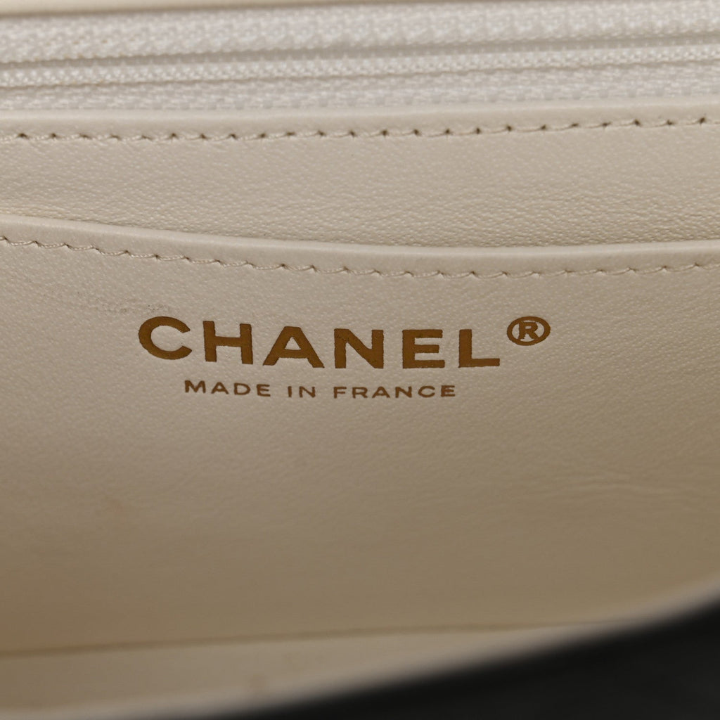 Chanel Lambskin Quilted Mini Rectangular Flap White Black