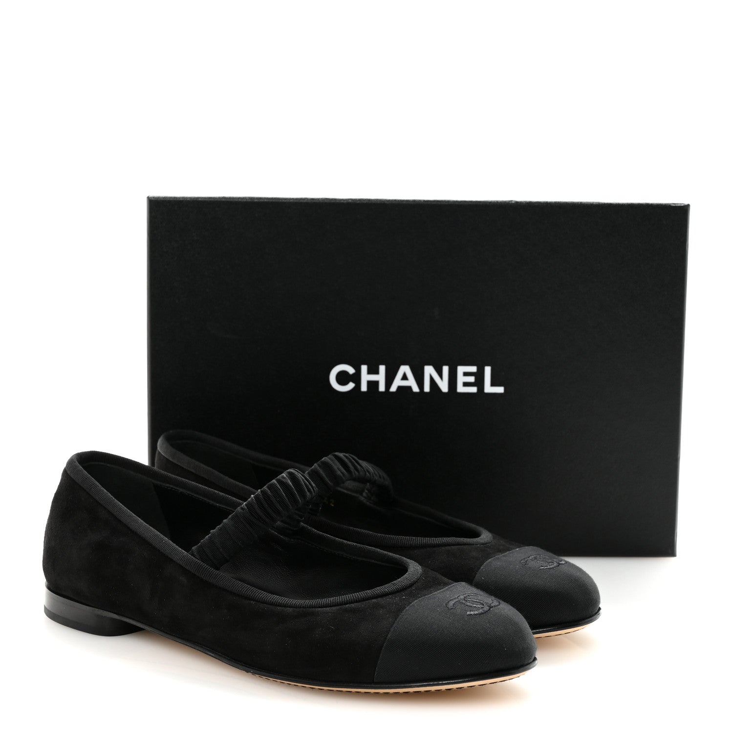 Chanel Velvet Mary Jane Flats 40 Black