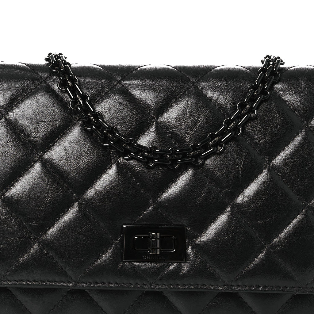Chanel Aged Calfskin Quilted Reissue Wallet On Chain WOC So Black