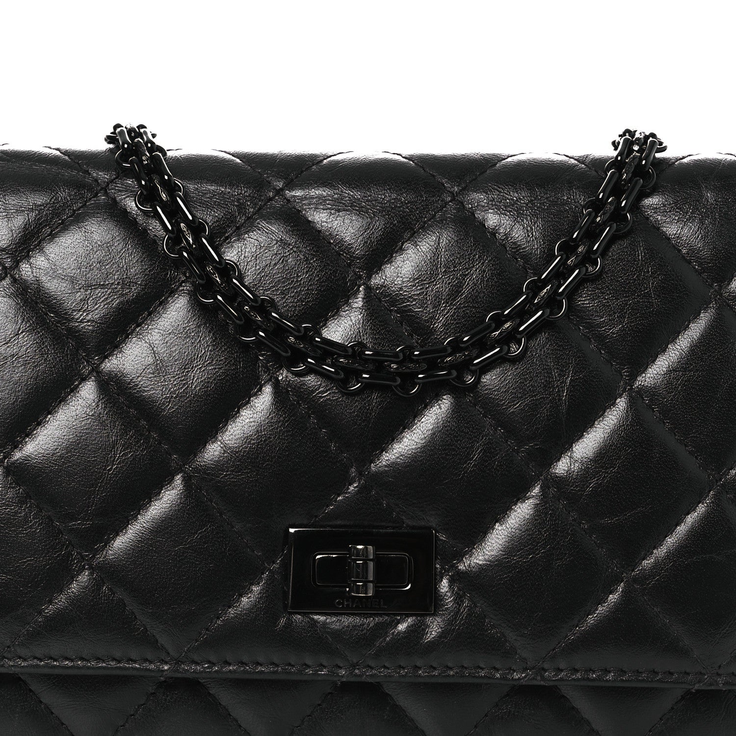 Chanel Aged Calfskin Quilted Reissue Wallet On Chain WOC So Black