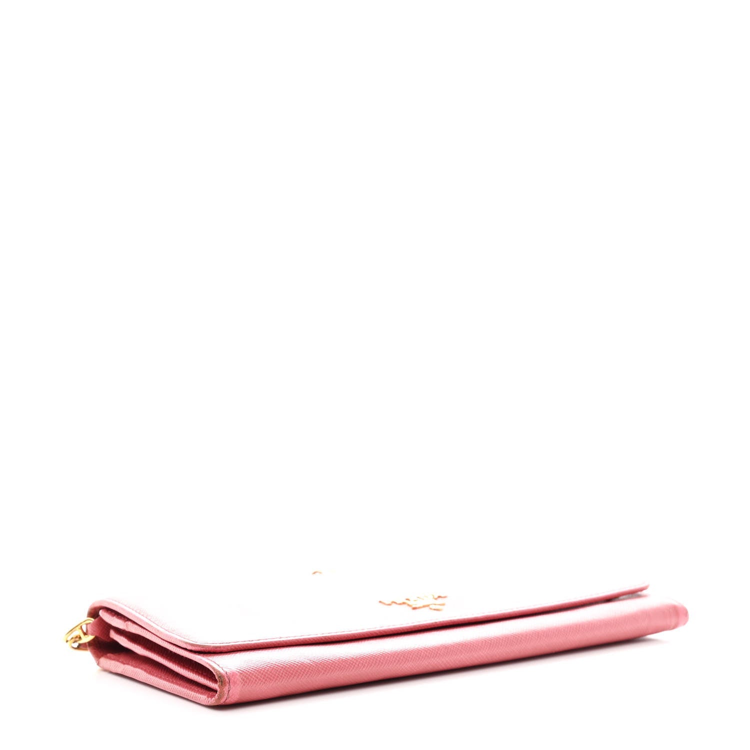 Prada Saffiano Metal Oro Chain Wallet Ibisco