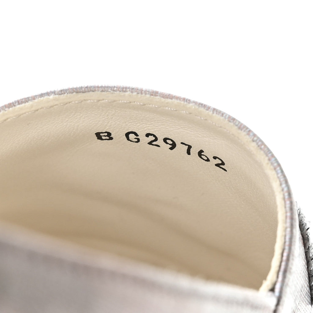 Laminated Lambskin Grosgrain Embroidered CC Espadrilles 36 Pink Silver Black