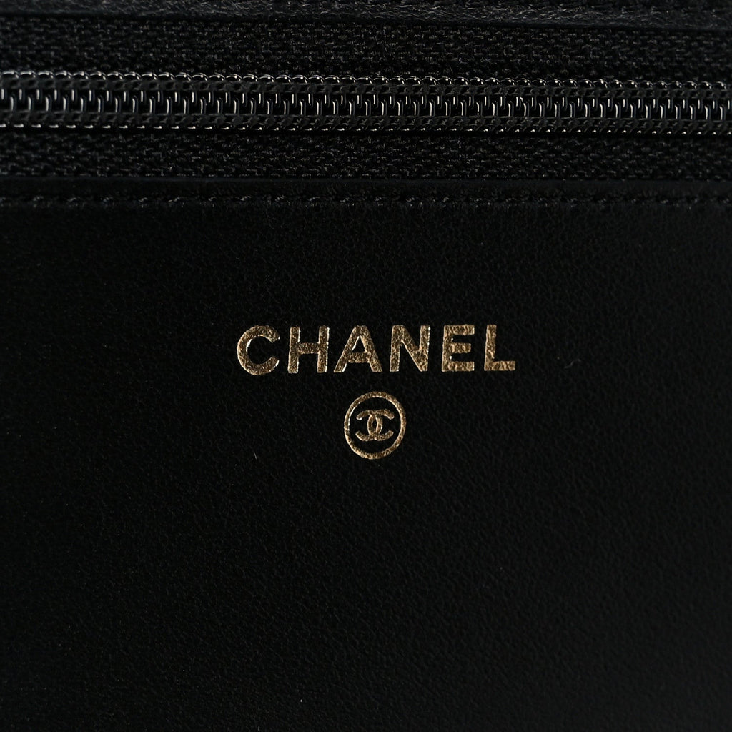 Chanel Caviar Quilted Boy Wallet On Chain WOC Black