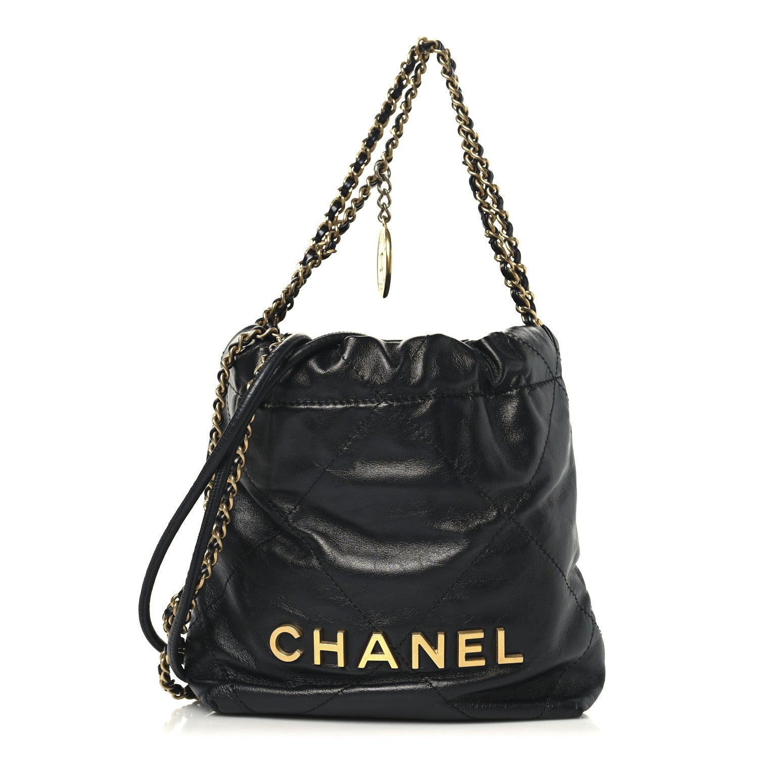 Chanel Shiny Calfskin Quilted Mini Chanel 22 Black